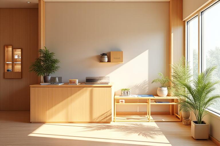 自然光が差し込む店内のディスプレイ